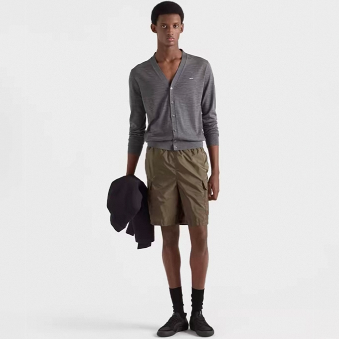 prada back pocket triangle logo shorts